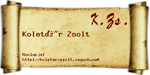 Koletár Zsolt névjegykártya
